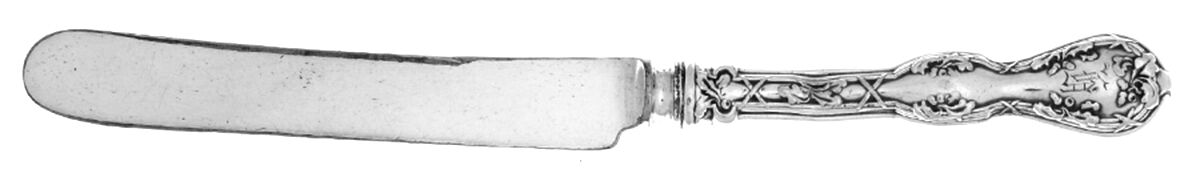 Royal Oak (Silverplate, 1906) Monogramed Old French Hollow Knife by National Silver Co-1