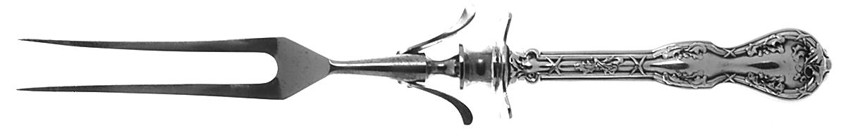 Royal Oak (Silverplate, 1906) Large Stainless-Prong Roast Carving Fork by National Silver Co-1