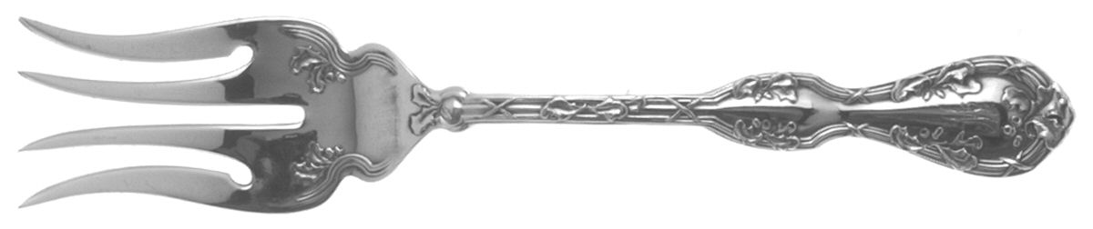 Royal Oak (Silverplate, 1906) Monogram Small Solid Cold Meat Serving Fork by National Silver Co-1