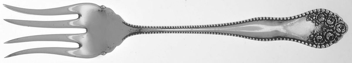 Rose-York Rose (Silverplate, 1910, No Monograms) Small Chipped Beef Fork by National Silver Co-1