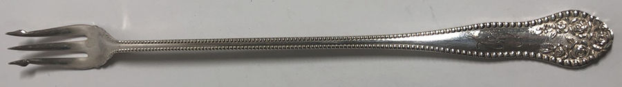Rose-York Rose (Silverplate, 1910, No Monograms) Long Handle Pickle/Olive Fork by National Silver Co-1