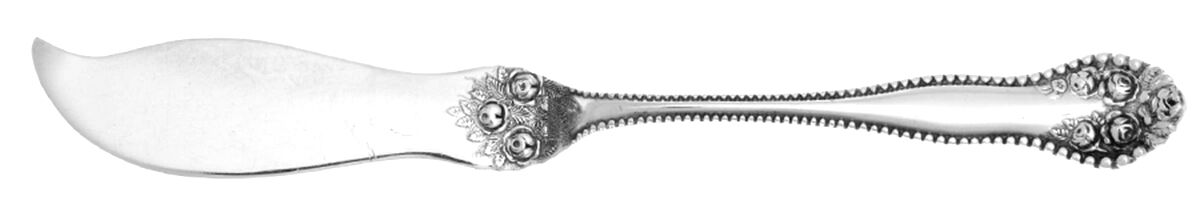 Rose-York Rose (Silverplate, 1910, No Monograms) Flat Handle Master Butter Knife by National Silver Co-1