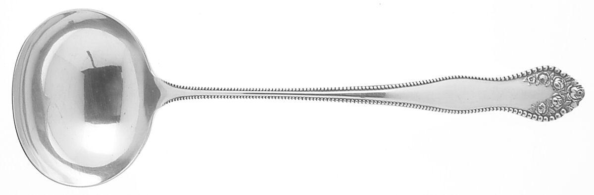 Rose-York Rose (Silverplate, 1910, No Monograms) Solid Soup Ladle by National Silver Co-1