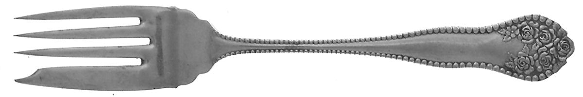 Rose-York Rose (Silverplate, 1910, No Monograms) Individual Solid Fish Fork by National Silver Co-1
