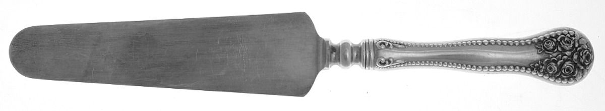 Rose-York Rose (Silverplate, 1910, No Monograms) Pie Server with Silverplate Blade by National Silver Co-1