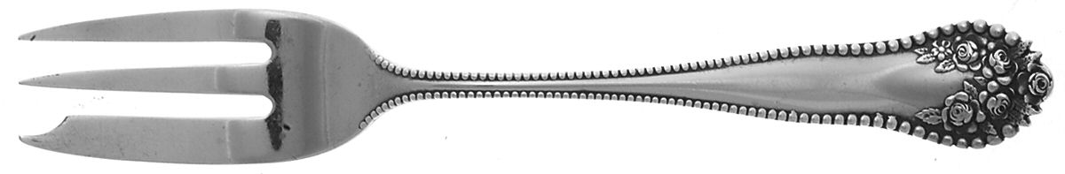 Rose-York Rose (Silverplate, 1910, No Monograms) Pastry Fork by National Silver Co-1