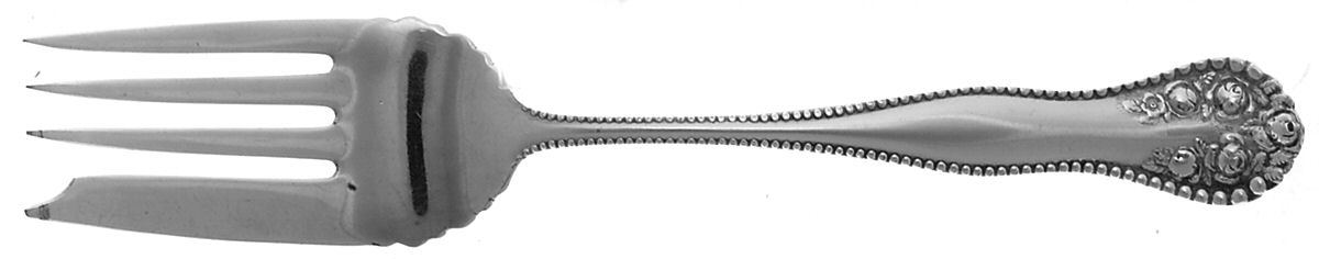 Rose-York Rose (Silverplate, 1910, No Monograms) Small Solid Cold Meat Serving Fork by National Silver Co-1