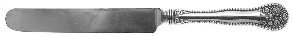 Rose-York Rose (Silverplate, 1910, No Monograms) Old French Hollow Knife with Bolster by National Silver Co-1