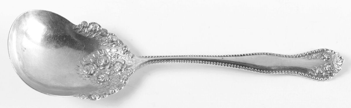 Rose-York Rose (Silverplate, 1910, No Monograms) Solid Smooth Casserole Spoon by National Silver Co-1