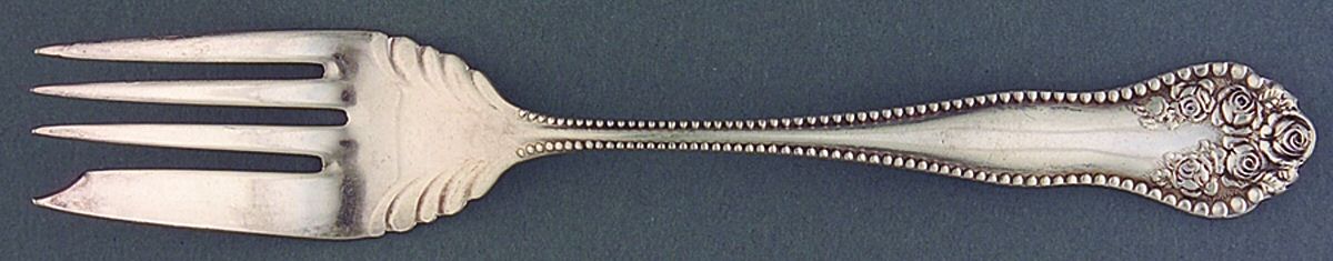 Rose-York Rose (Silverplate, 1910, No Monograms) Individual Salad Fork by National Silver Co-1