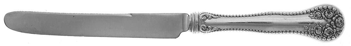 Rose-York Rose (Slvp, 1910, Monograms) Orange Knife with Silverplate Blade by National Silver Co-1