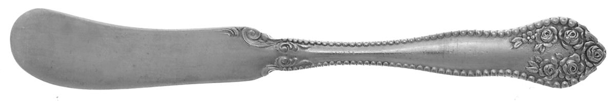 Rose-York Rose (Silverplate, 1910, No Monograms) Flat Handle Butter Spreader by National Silver Co-1