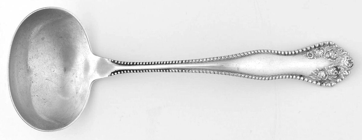Rose-York Rose (Silverplate, 1910, No Monograms) Solid Gravy Ladle by National Silver Co-1