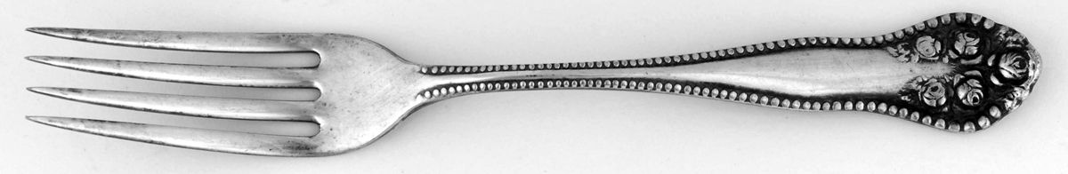 Rose-York Rose (Silverplate, 1910, No Monograms) Youth Fork by National Silver Co-1