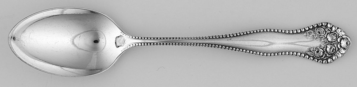 Rose-York Rose (Silverplate, 1910, No Monograms) Five O'Clock Teaspoon by National Silver Co-1