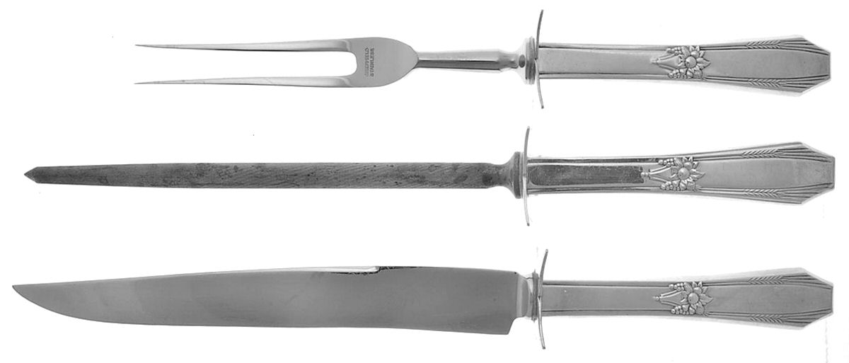 Laurier (Sterling) (3 Pc)Carving Set-Lg Stnbl/Roast w/Sterling Guard by Northumbria-1