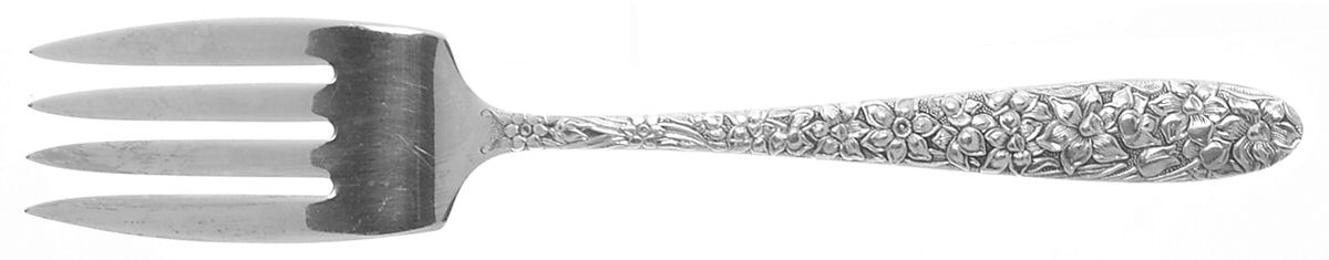 Narcissus (Silverplate) Medium Solid Cold Meat Serving Fork by National Silver Co-1