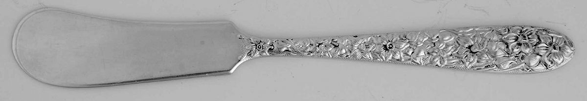 Narcissus (Sterling) Flat Handle Butter Spreader by National Silver Co-1