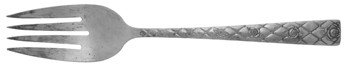Rose Marie (Silverplate, 1952) Medium Solid Cold Meat Serving Fork by National Silver Co-1