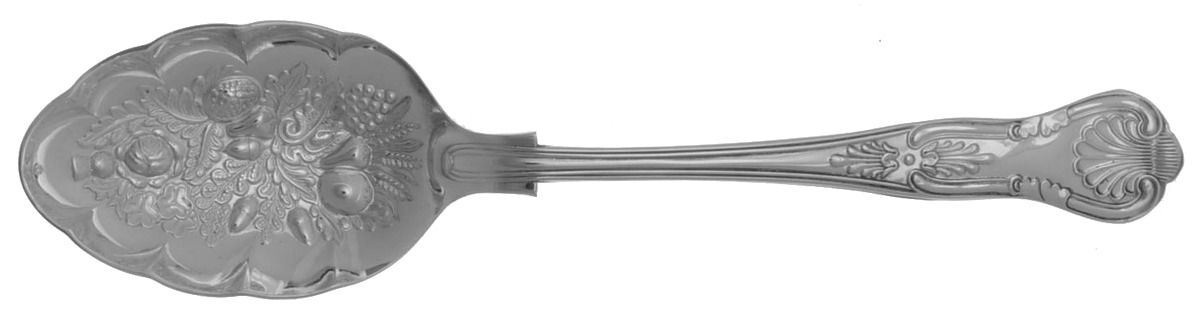 Kings (Silverplate, Unknown Date) Solid Berry/Casserole Spoon w/ Raised Bowl by Newbridge-1