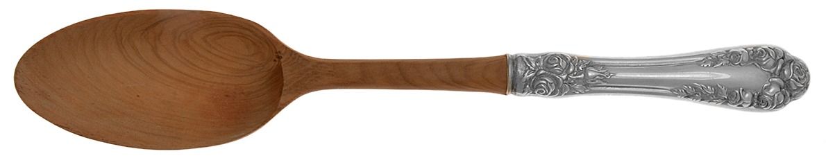 Normandy Rose (Sterling) Salad Serving Spoon with Wooden Bowl by Northumbria-1