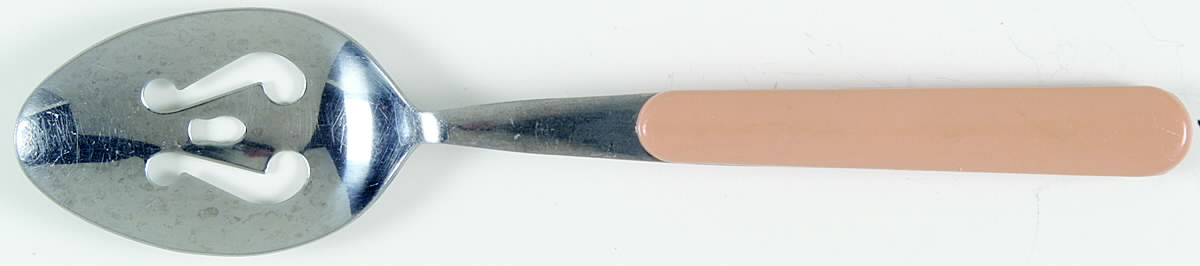 Solid Color Light Peach (Stainless) Pierced Tablespoon (Serving Spoon) by Nancy Calhoun-1