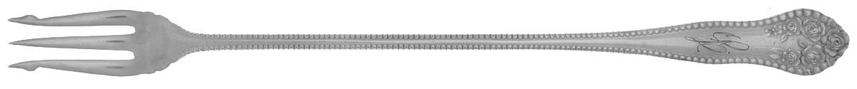 Rose-York Rose (Slvp, 1910, Monograms) Long Handle Pickle/Olive Fork by National Silver Co-1