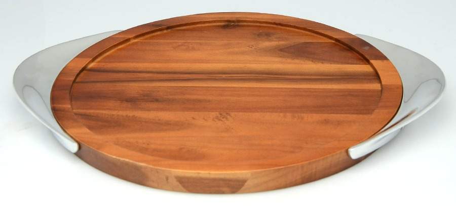 Tilt (Hollowware, Metal) 14" Round Wood Tray by Nambe-1