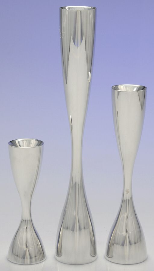 Flare (Hollowware, Metal) 3 Piece Candlestick Set (5",8",11") by Nambe-1