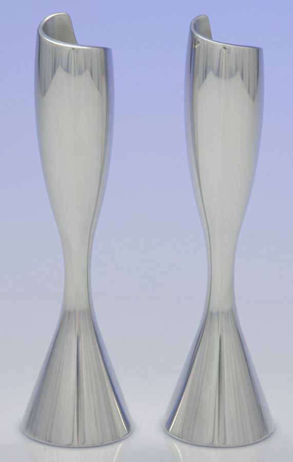 Spiral (Hollowware, Metal) Pair of 7" Candlesticks by Nambe-1