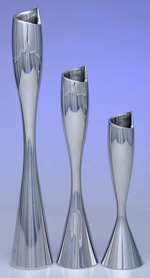Spiral (Hollowware, Metal) Candlestick Set-3 Piece (7",9"&11") by Nambe-1