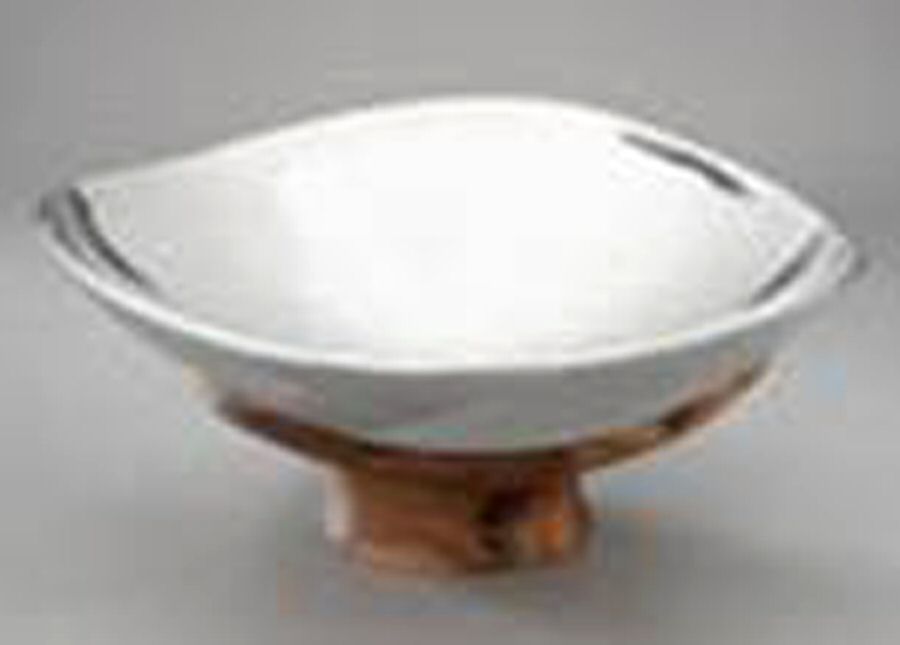 Cradle (Alloy, Wood, Hollowware) 15" Oval Pasta Bowl with Wood Cradle by Nambe-1
