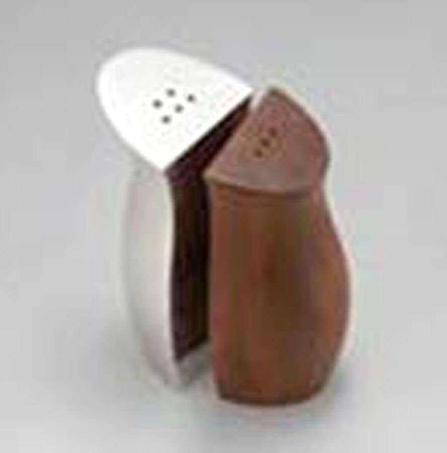 Cradle (Alloy, Wood, Hollowware) Salt & Pepper Set (1 Metal & 1 Wood Shakers) by Nambe-1