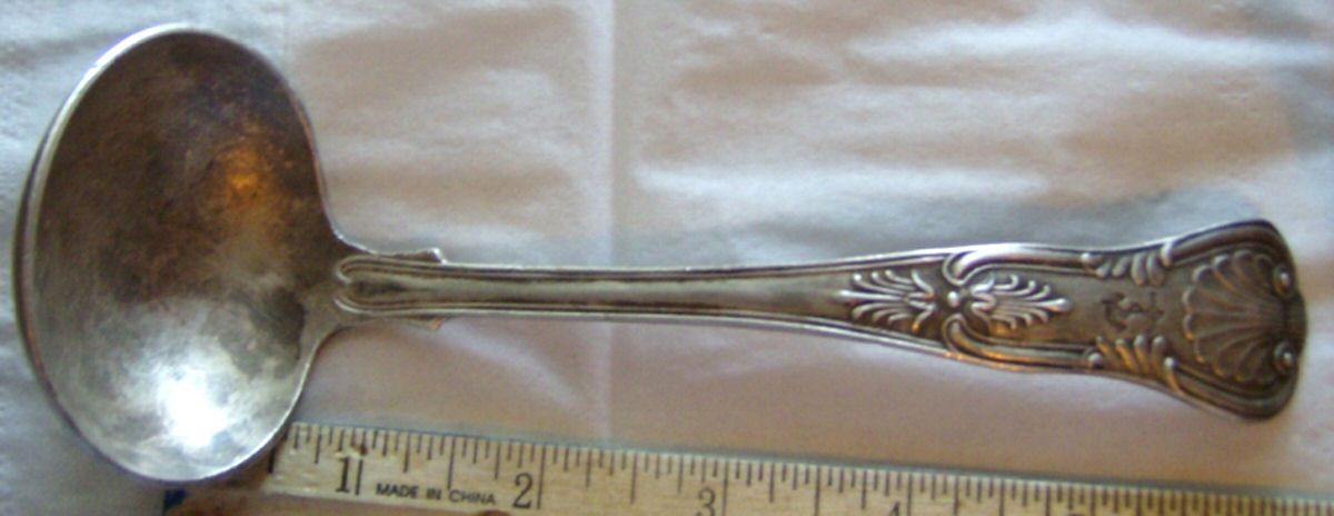Naval (Silverplate, Kings Design) Solid Gravy Ladle by National Silver Co-1