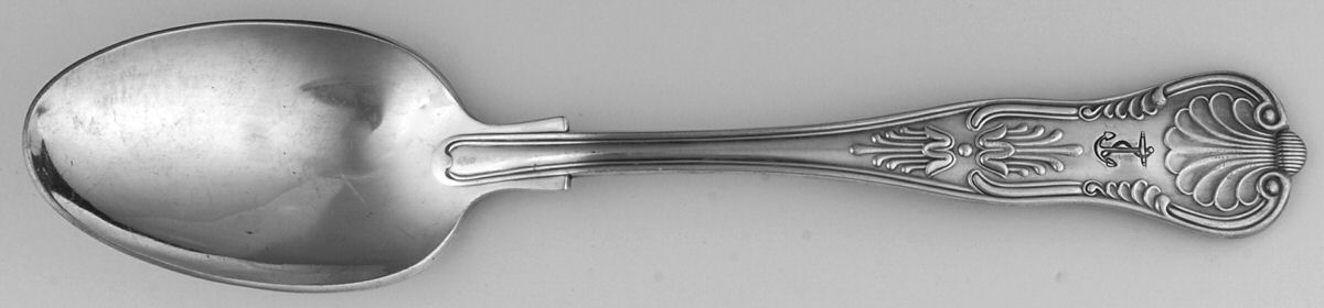 Naval (Silverplate, Kings Design) Dessert/Oval Soup Spoon by National Silver Co-1