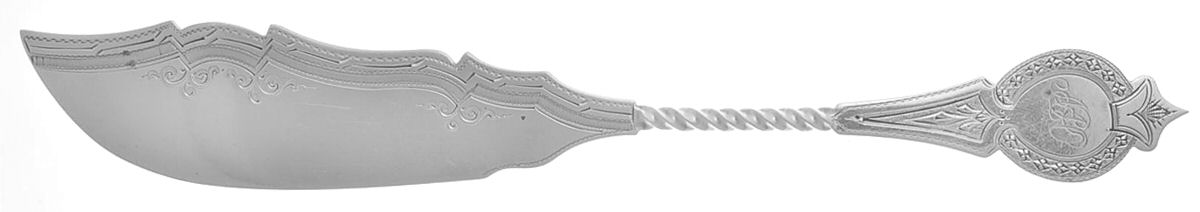 NHC9 (Coin) Flat Twisted Handle Master Butter Knife Bright Cut by Newell Harding & Co-1