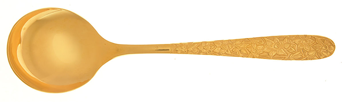 Narcissus-Gold (Gold Electroplate) Round Bowl Soup Spoon (Cream Soup) by National Stainless-1