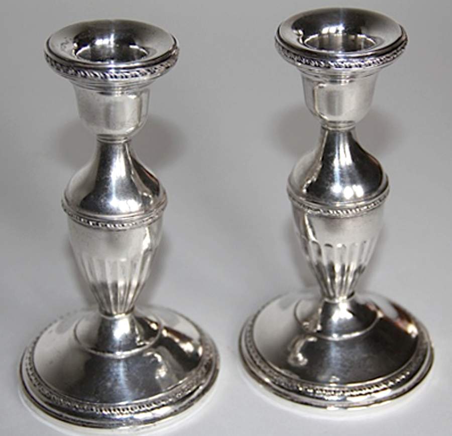 975 (Sterling, Hollowware) Pair of Weighted Candlesticks by National Silver Co-1