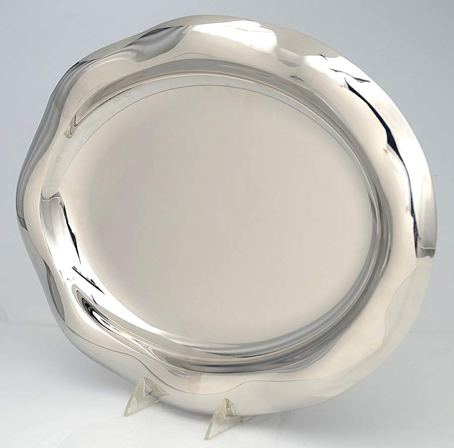 Oceana (Metal, Hollowware) 18" Oval Serving Platter by Nambe-1