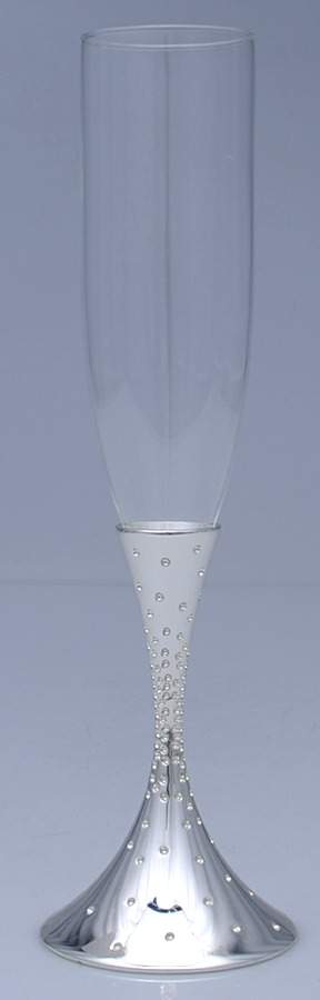 Dazzle (Silverplate, Hollowware) Glass & Silver Champagne Flute by Nambe-1