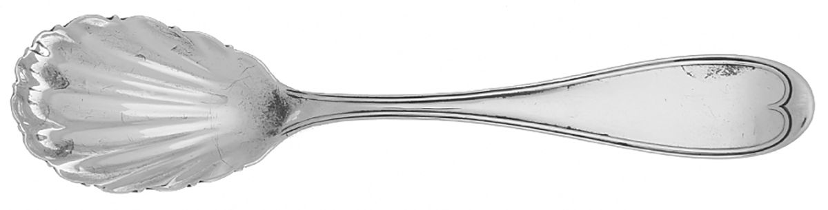 Coin Silver Flatware Sugar Shell Spoon by Newell Harding & Co-1