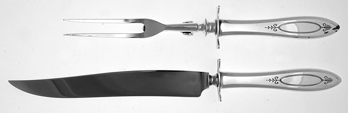 Adam (Silverplate, 1917) Large 2-Piece Roast Carving Set w/Stainless Blade by Oneida Silver-1