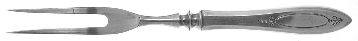 Adam (Silverplate, 1917) Small Steak Carving Fork, Silverplate Prongs by Oneida Silver-1