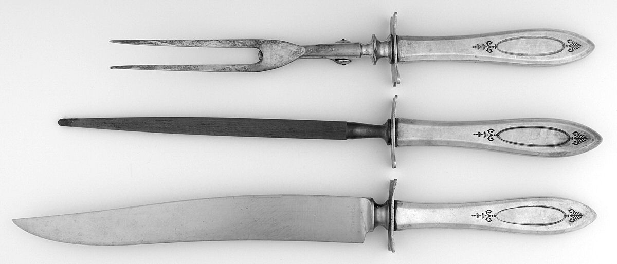 Adam (Silverplate, 1917) Large 3-Piece Roast Carving Set w/ Stainless Blade by Oneida Silver-1
