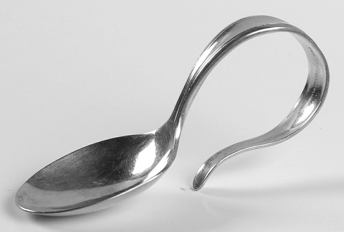 Adonis (Silverplate, 1910-1917) Curved Handle Baby Spoon by Oneida Silver-1
