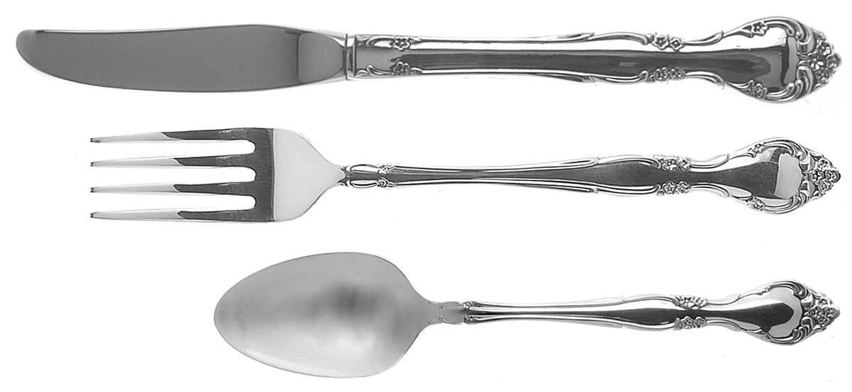 Affection (Silverplate, 1960) 3-Piece Youth Set (Knife, Fork & 5 O'Clock Spoon) by Oneida Silver-1