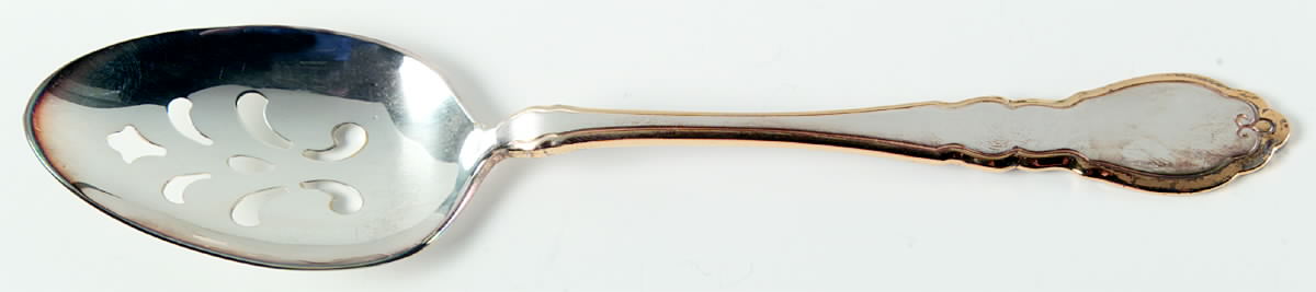 Alouette (Silverplate, Gold Accent, 1978) Pierced Tablespoon (Serving Spoon) by Oneida Silver-1