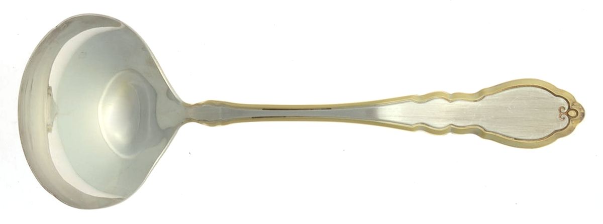Alouette (Silverplate, Gold Accent, 1978) Solid Gravy Ladle by Oneida Silver-1