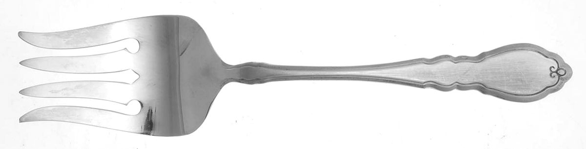 Alouette (Silverplate, Gold Accent, 1978) Medium Solid Cold Meat Serving Fork by Oneida Silver-1