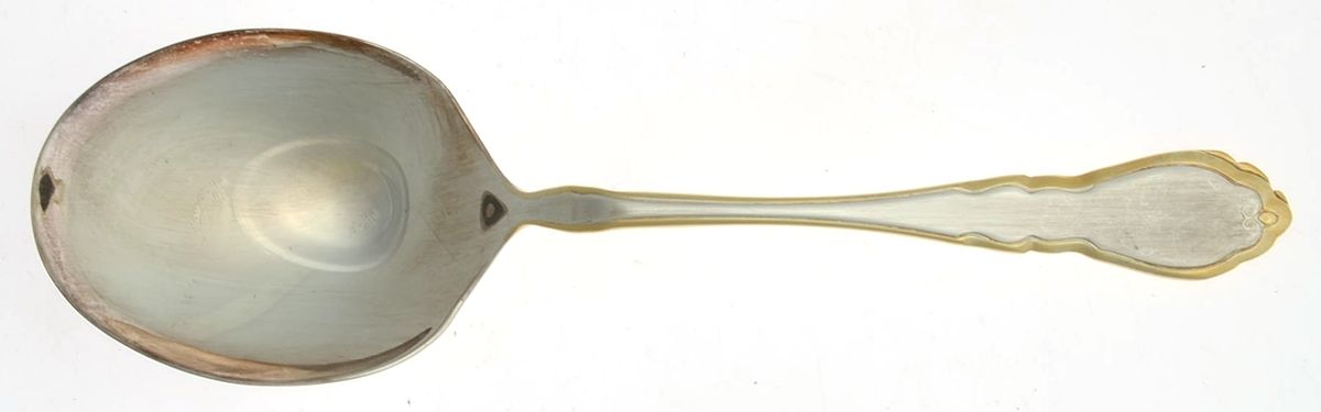 Alouette (Silverplate, Gold Accent, 1978) Solid Smooth Casserole Spoon by Oneida Silver-1